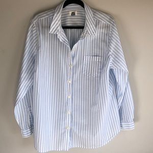 Blue and white button down top